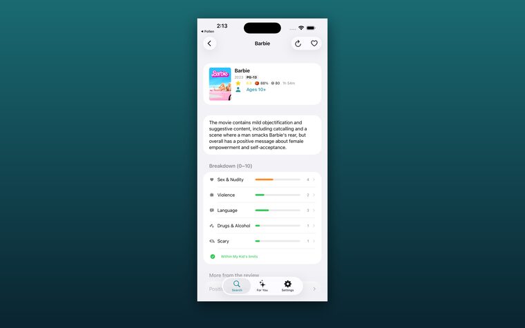 Media Check running on an iPhone